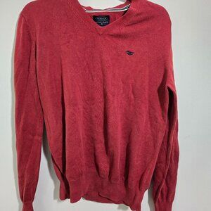 Men V neck sweater color red size S